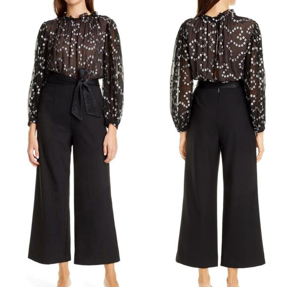 Rebecca Taylor‎ Black Silver Metallic Formal Jumpsuit Women’s Size 2 - Picture 1 of 16